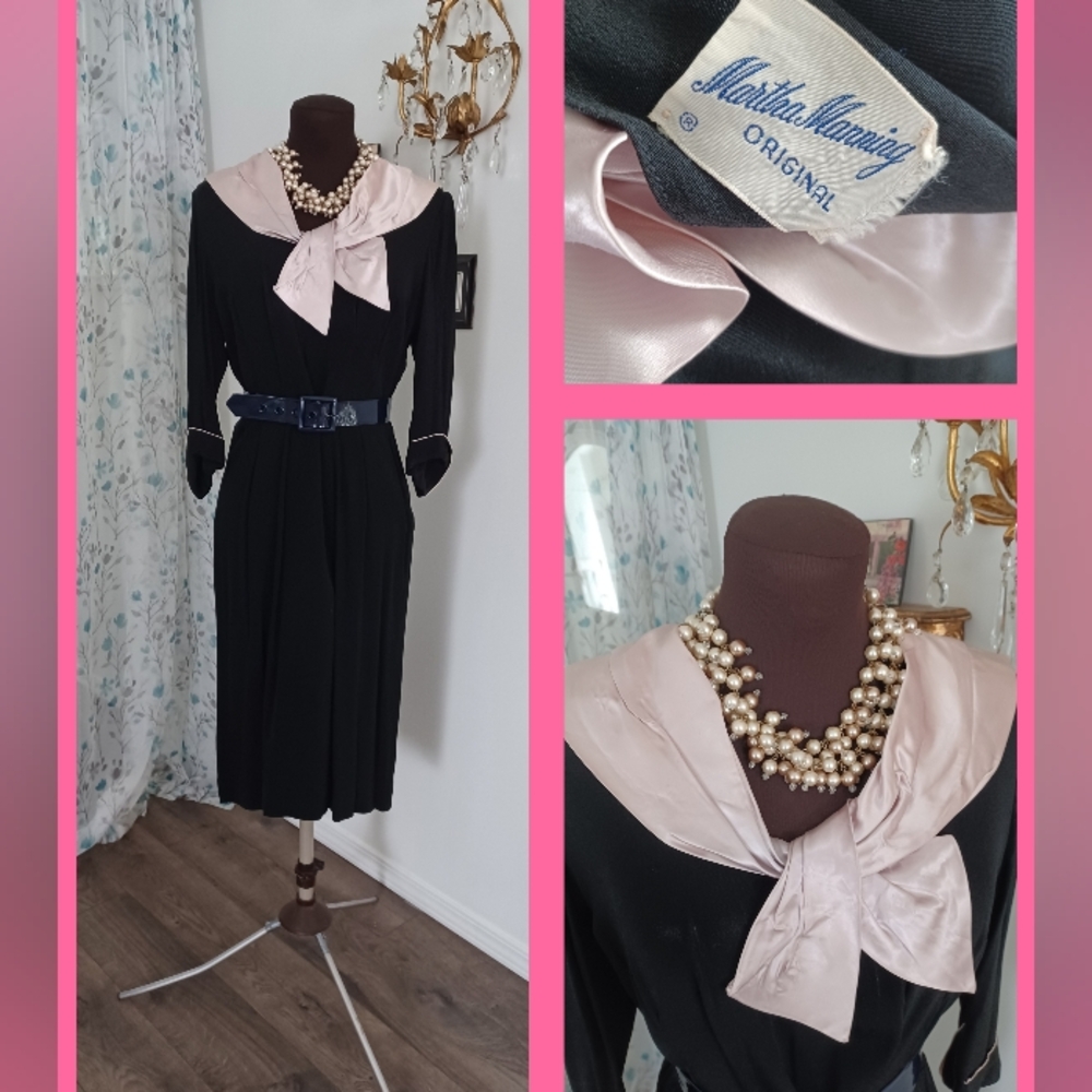 Vintage 1950s Cocktail Dress Martha Manning Original Sz M